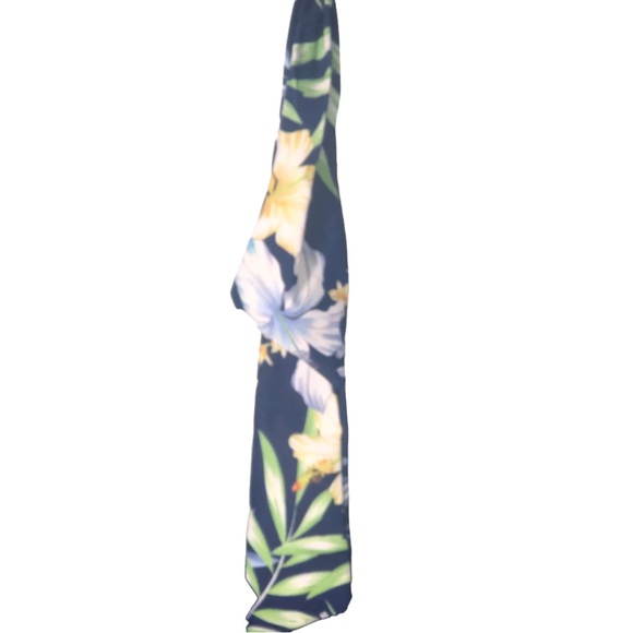 Dark Blue Swimsuit Swimming Halter Fly Rap Tie Neck Ruched Sides Size L - Picture 3 of 4